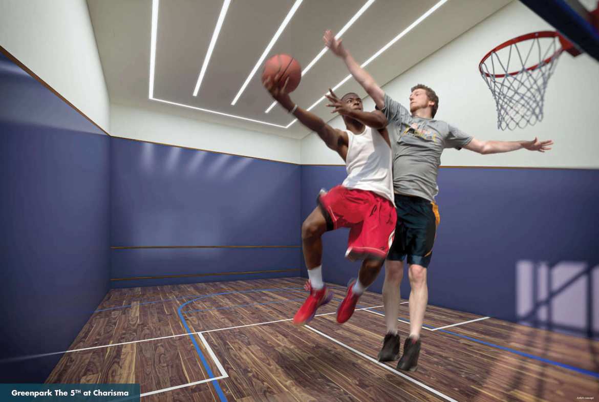 Rendering of The Fifth at Charisma basketball court