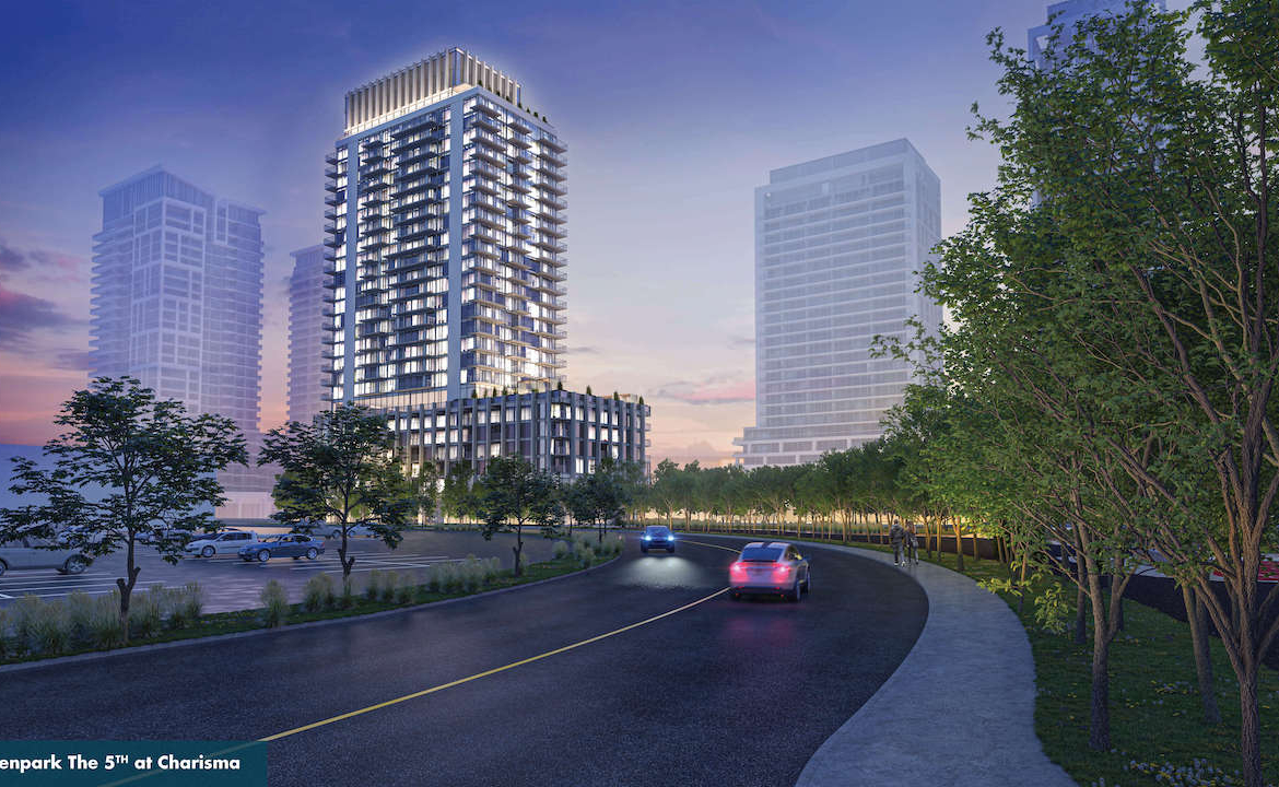 Rendering of The Fifth at Charisma exterior night