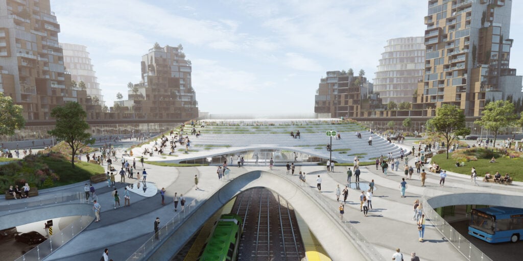 Rendering of The Orbit Condos exterior walkways