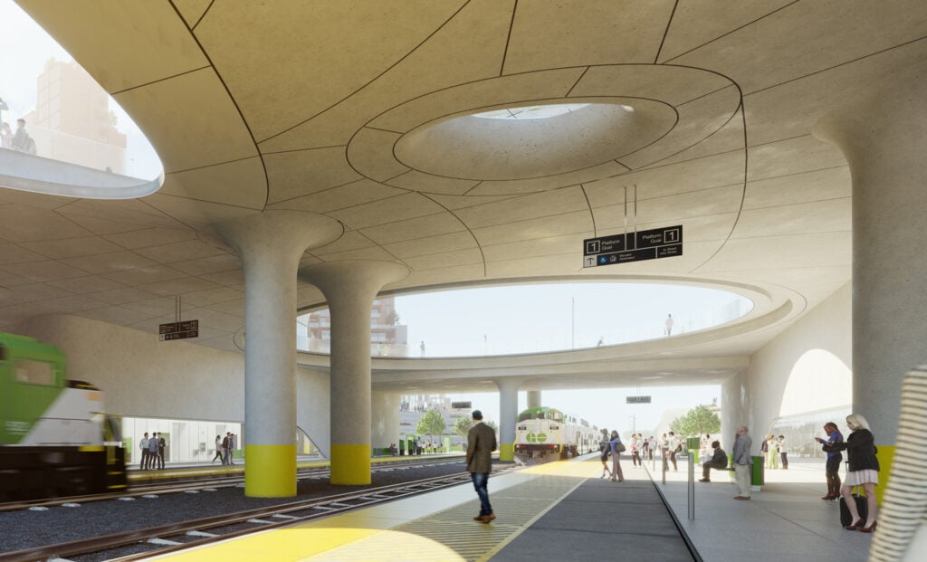 Rendering of The Orbit Condos exterior transit hub