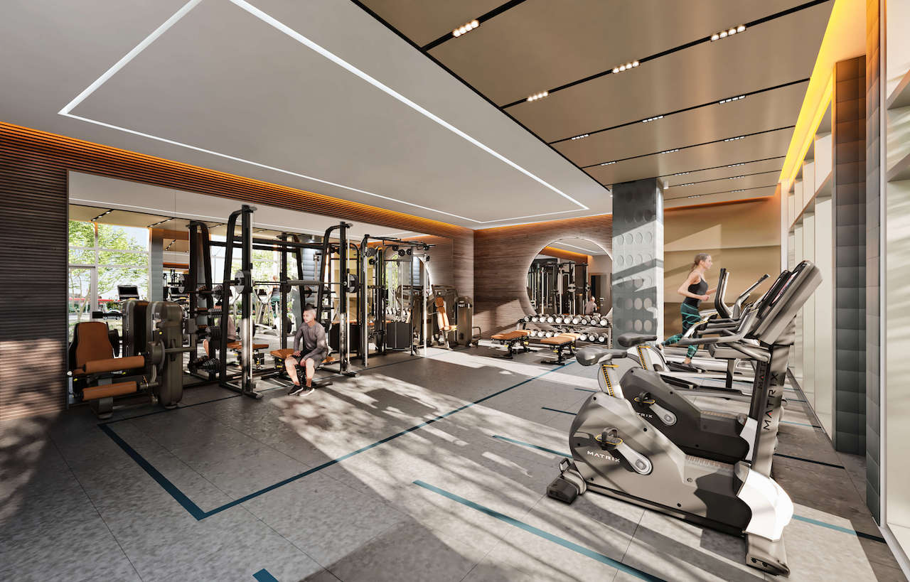 Rendering of The Post Condos gym