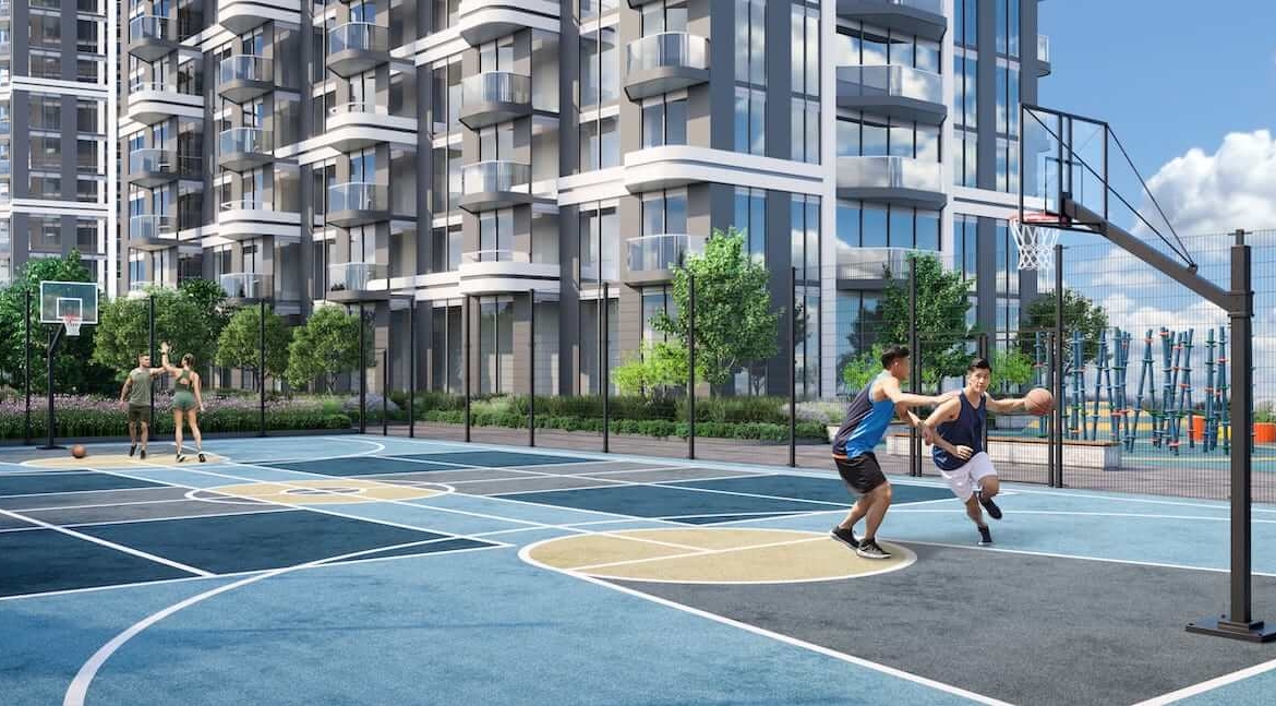 Rendering of Union City Condos outdoor basketball