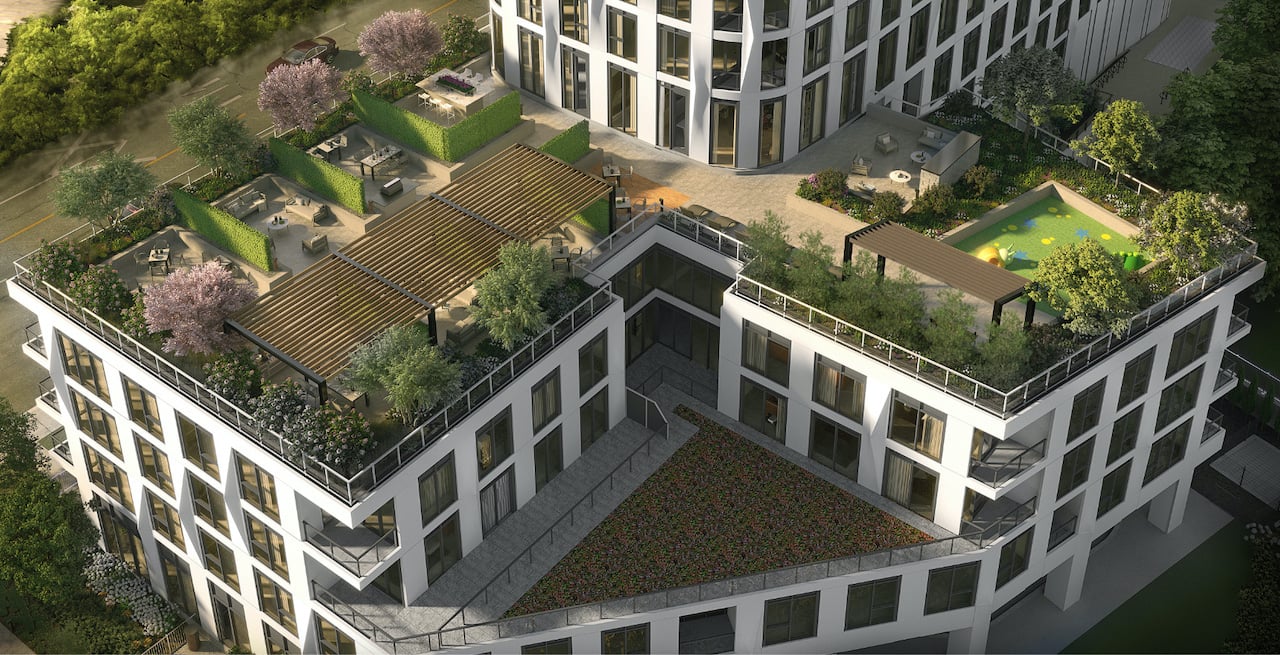 Rendering of Westerly Condos aerial terrace view