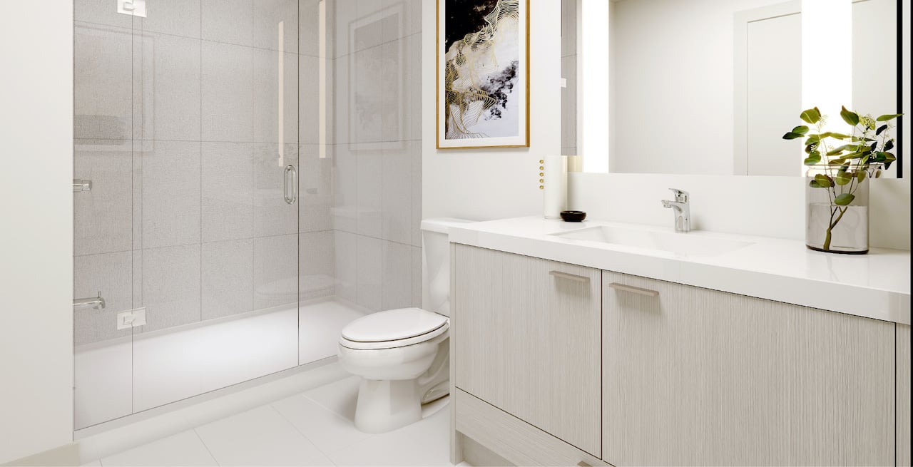 Rendering of Westerly Condos suite interior bathroom