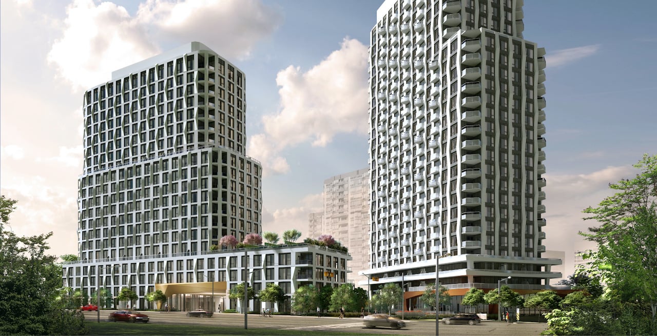 Rendering of Westerly Condos exterior two towers