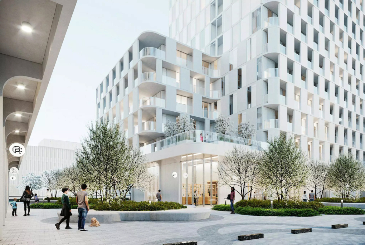 Rendering of 2450 Victoria Park exterior courtyard