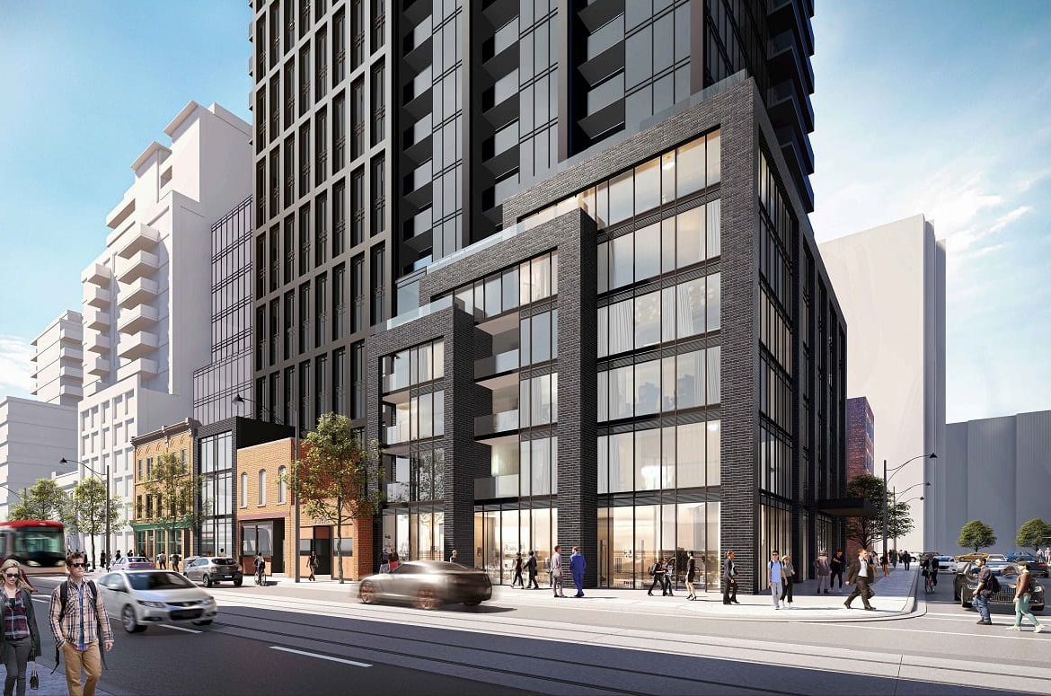 Rendering of 250 King East Condos exterior street level