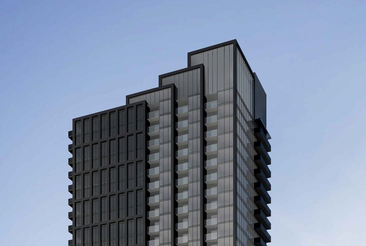 Rendering of 250 King East Condos exterior upper detail