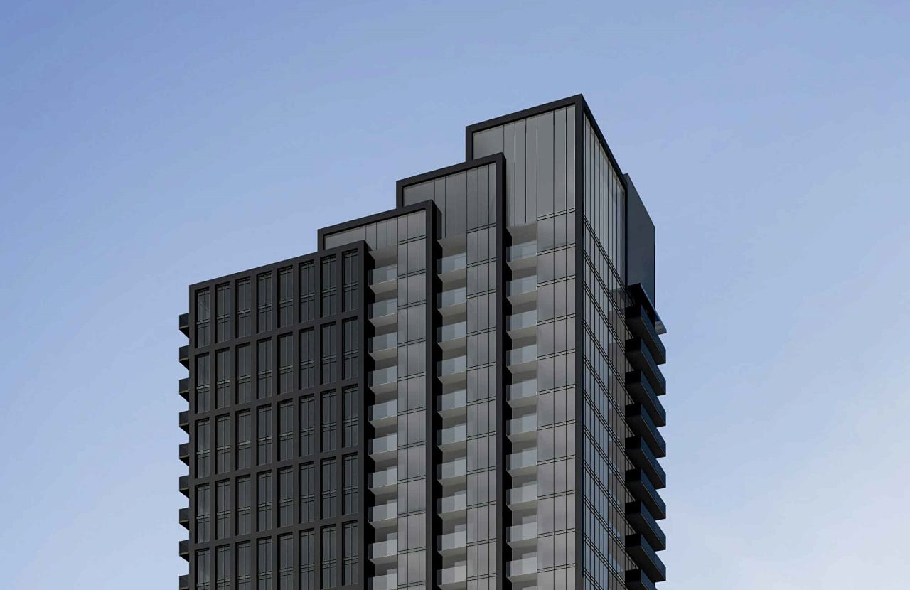 Rendering of 250 King East Condos exterior upper detail