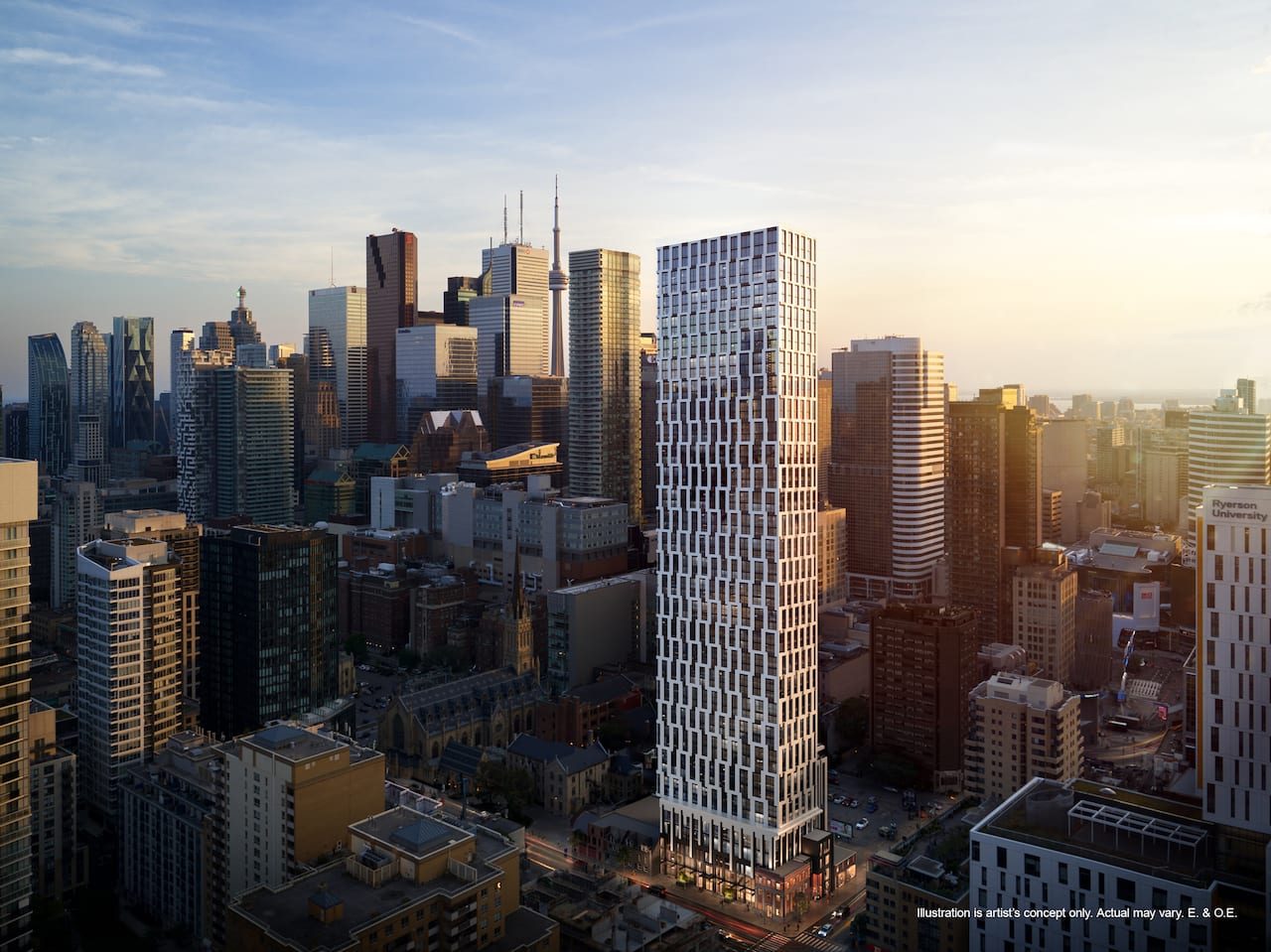 Rendering of 252 Church Condos skyline aerial