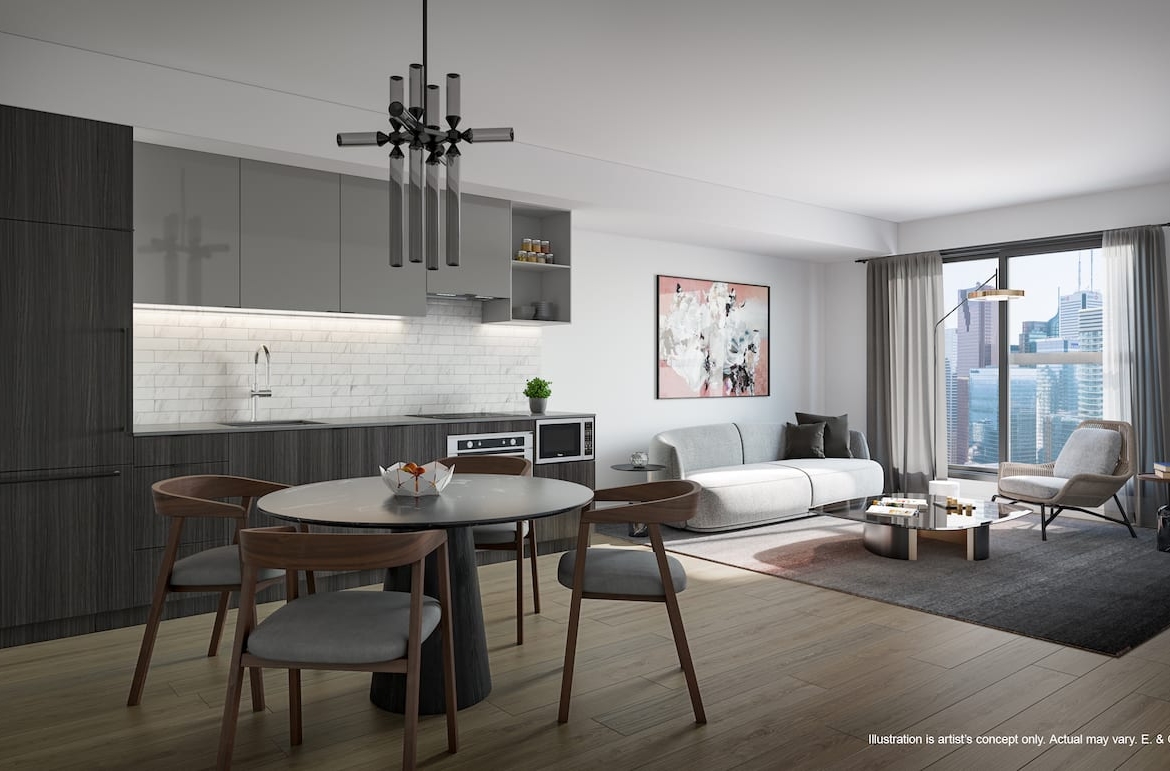 Rendering of 252 Church Condos suite interior dark