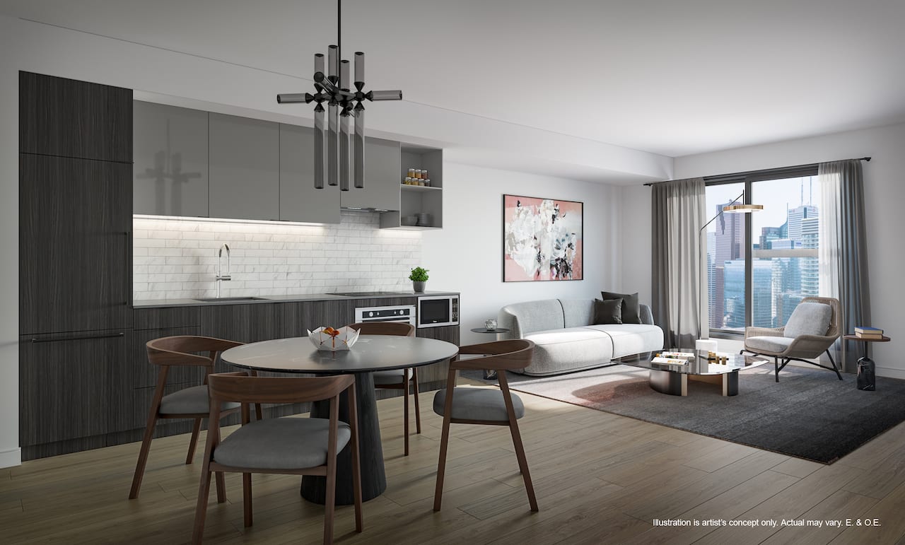 Rendering of 252 Church Condos suite interior dark