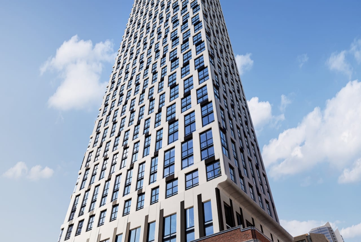 Rendering of 252 Church Condos exterior worms eye view