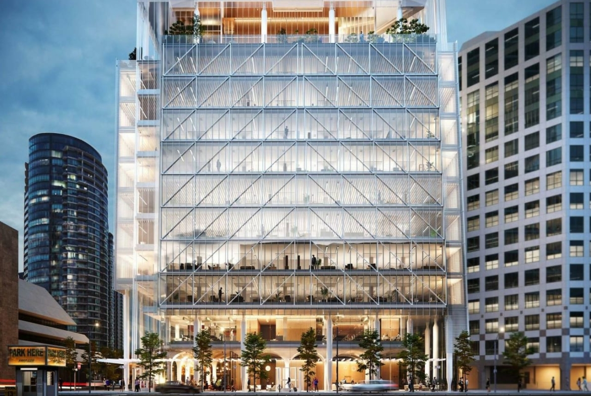 Rendering of 310 Front Condos exterior podium