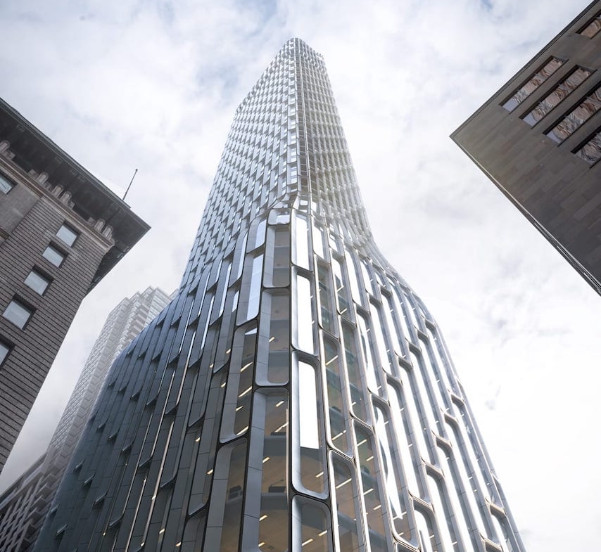 Rendering of 55 Yonge Condos exterior wormseye view
