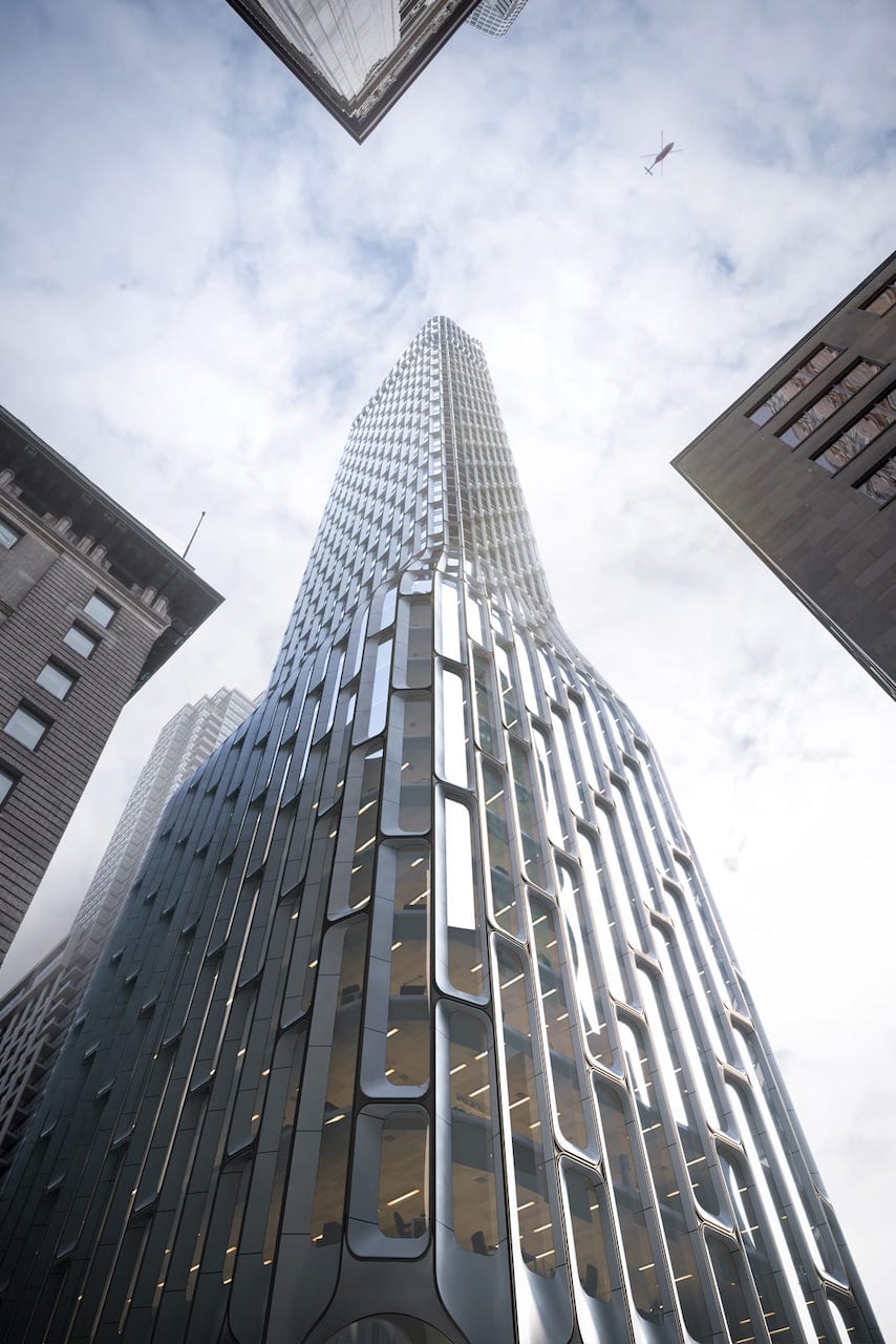 Rendering of 55 Yonge Condos exterior wormseye view