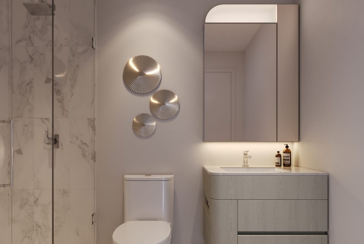 Rendering of 908 St. Clair Condos suite interior bathroom