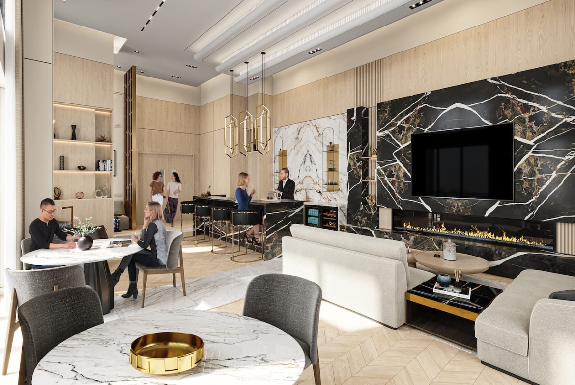 Rendering of Bristol Place Condos party room interior
