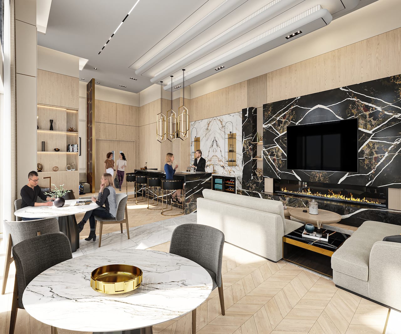 Rendering of Bristol Place Condos party room interior