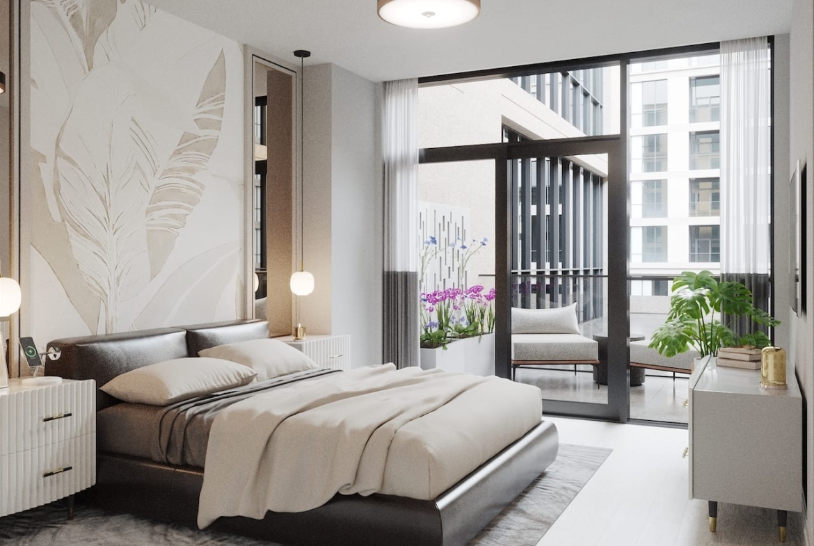 Rendering of Bristol Place Condos suite bedroom