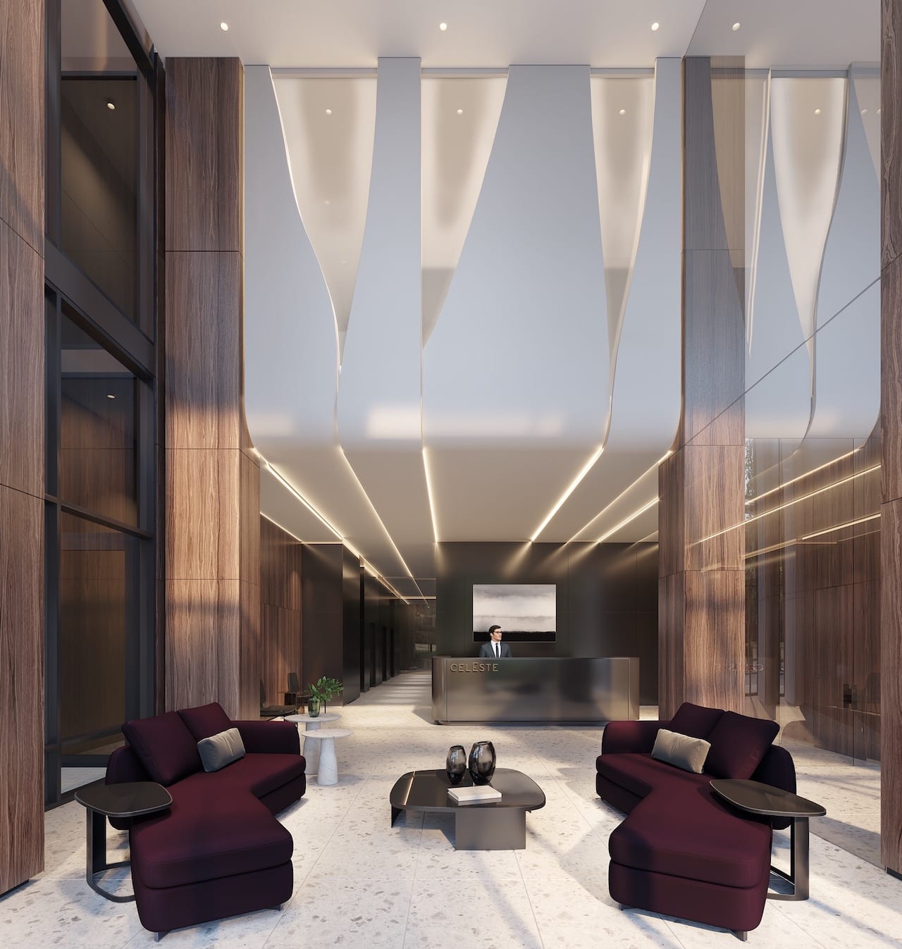 Rendering of Celeste Condos lobby interior