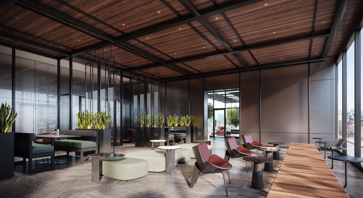 Rendering of Celeste Condos sky lounge during the day