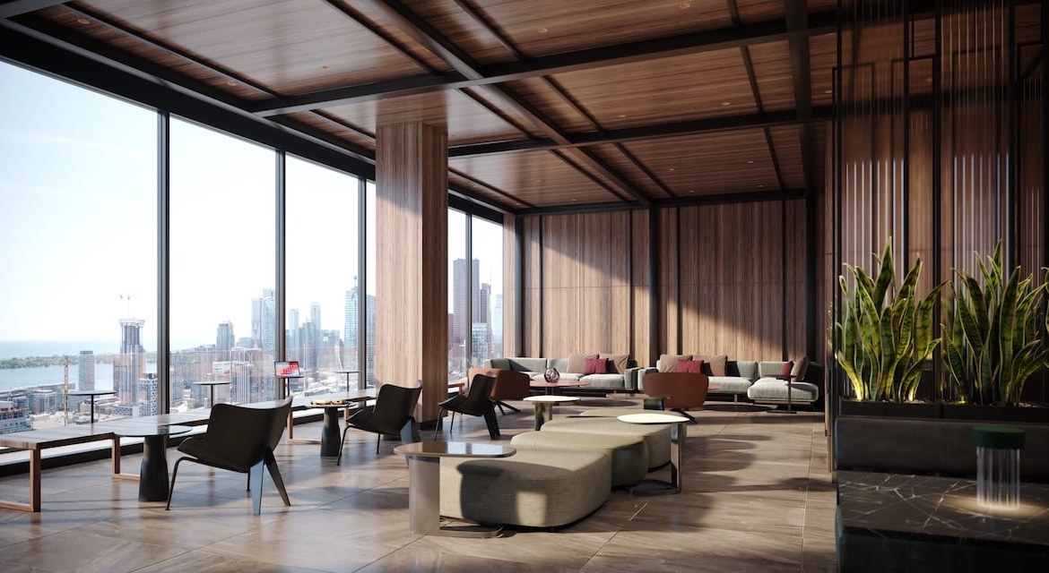 Rendering of Celeste Condos sky lounge daytime