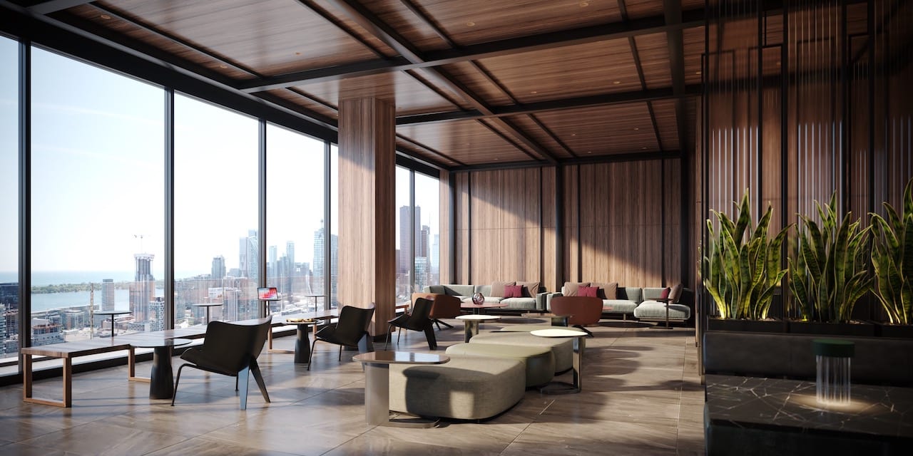 Rendering of Celeste Condos sky lounge daytime