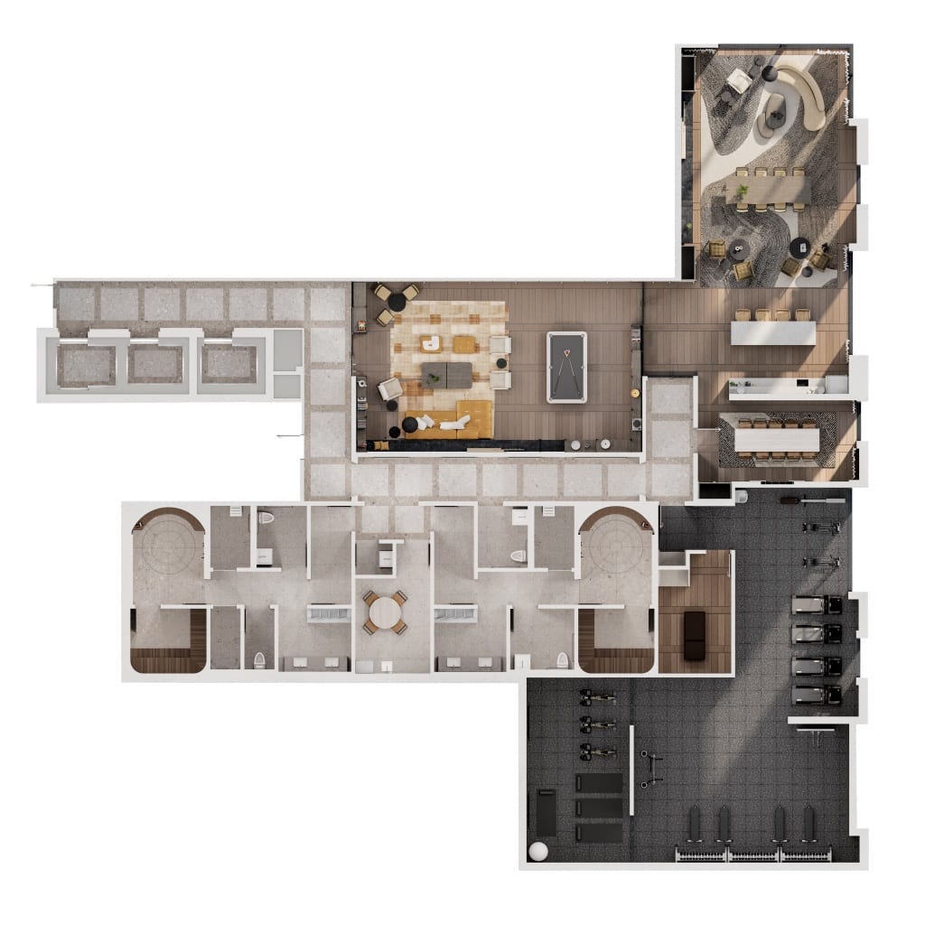 2D Plan of The Frederick Condos upper floor with amenities