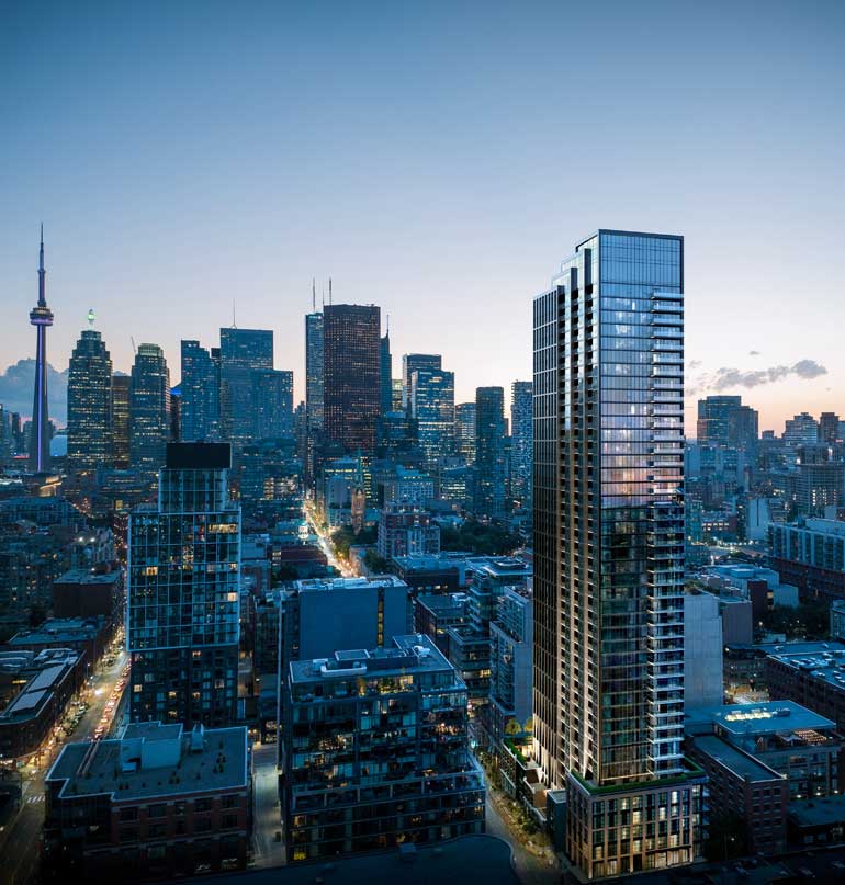 Rendering of Allure condos building exterior