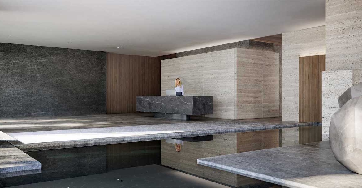 Rendering of Allure condos lobby interior
