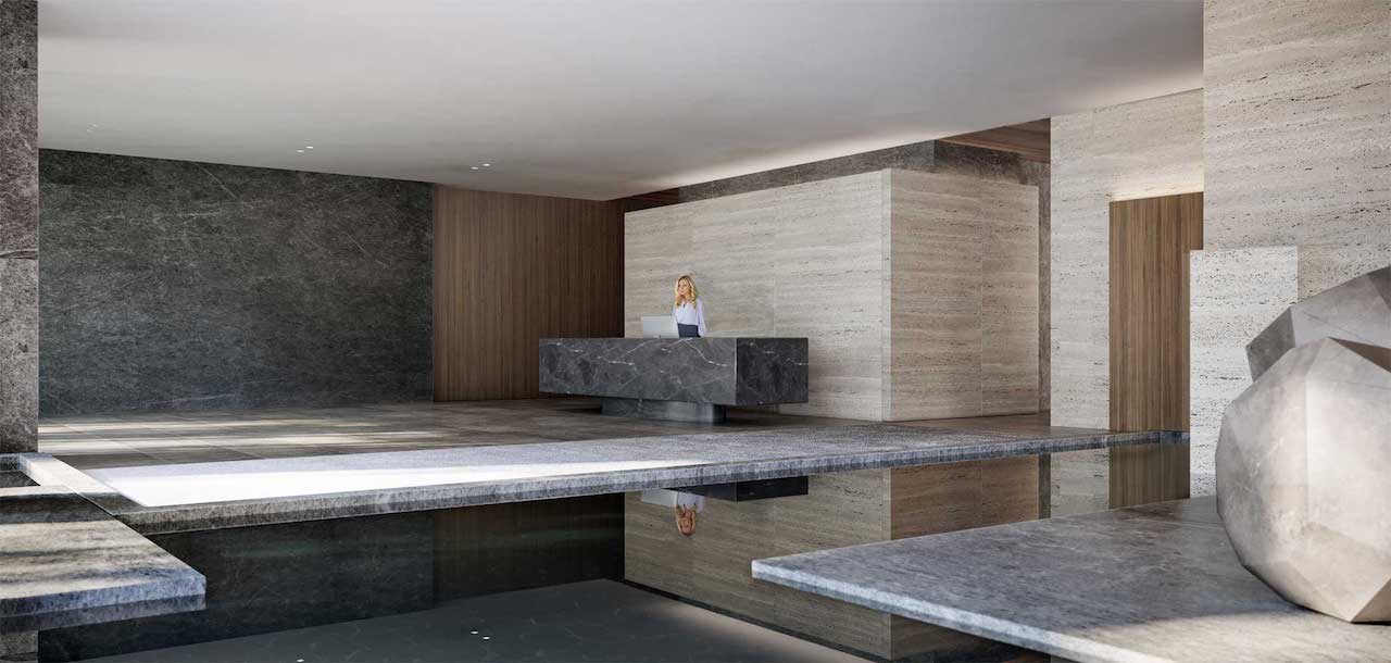 Rendering of Allure condos lobby interior