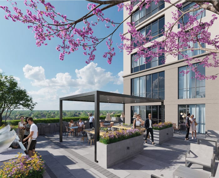 Rendering of Bristol Place condos outdoor terrace