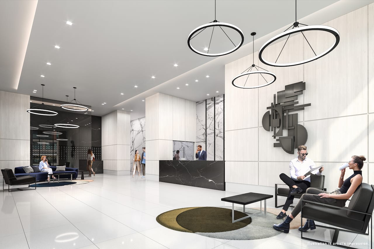 Rendering of Express 2 Condos grand lobby
