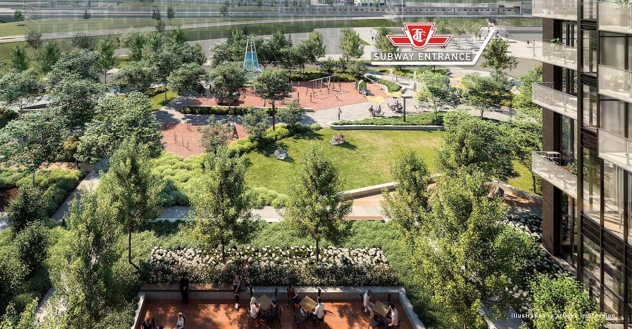 Rendering of Express 2 Condos community park