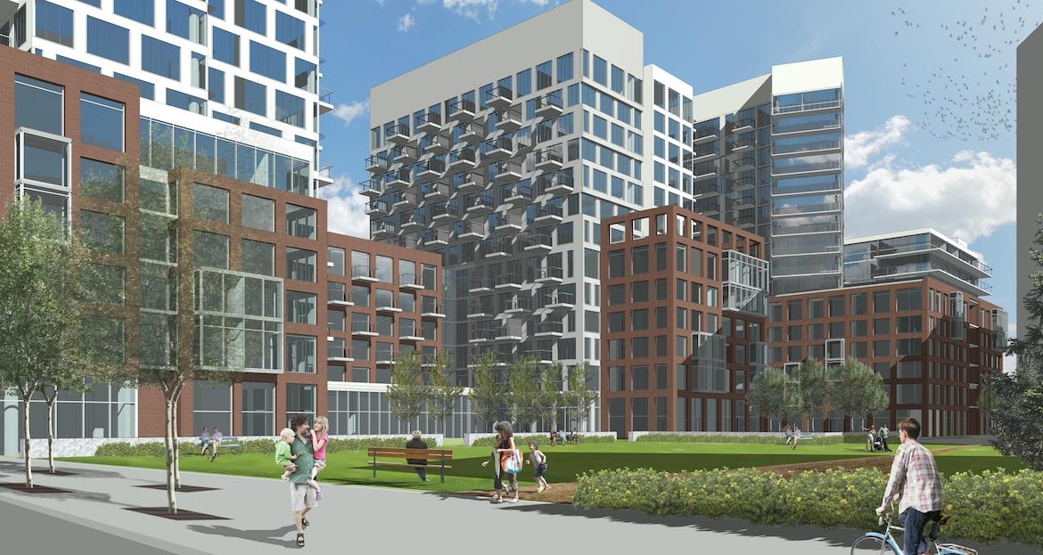 Rendering of Express 2 Condos community courtyard