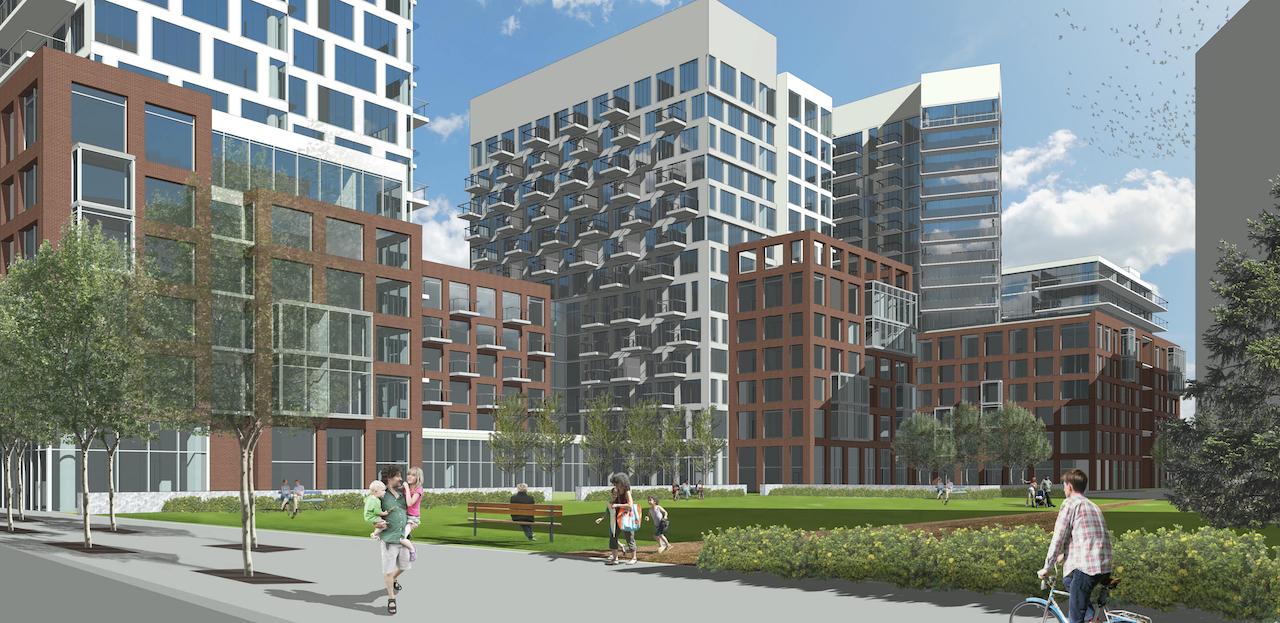 Rendering of Express 2 Condos community courtyard