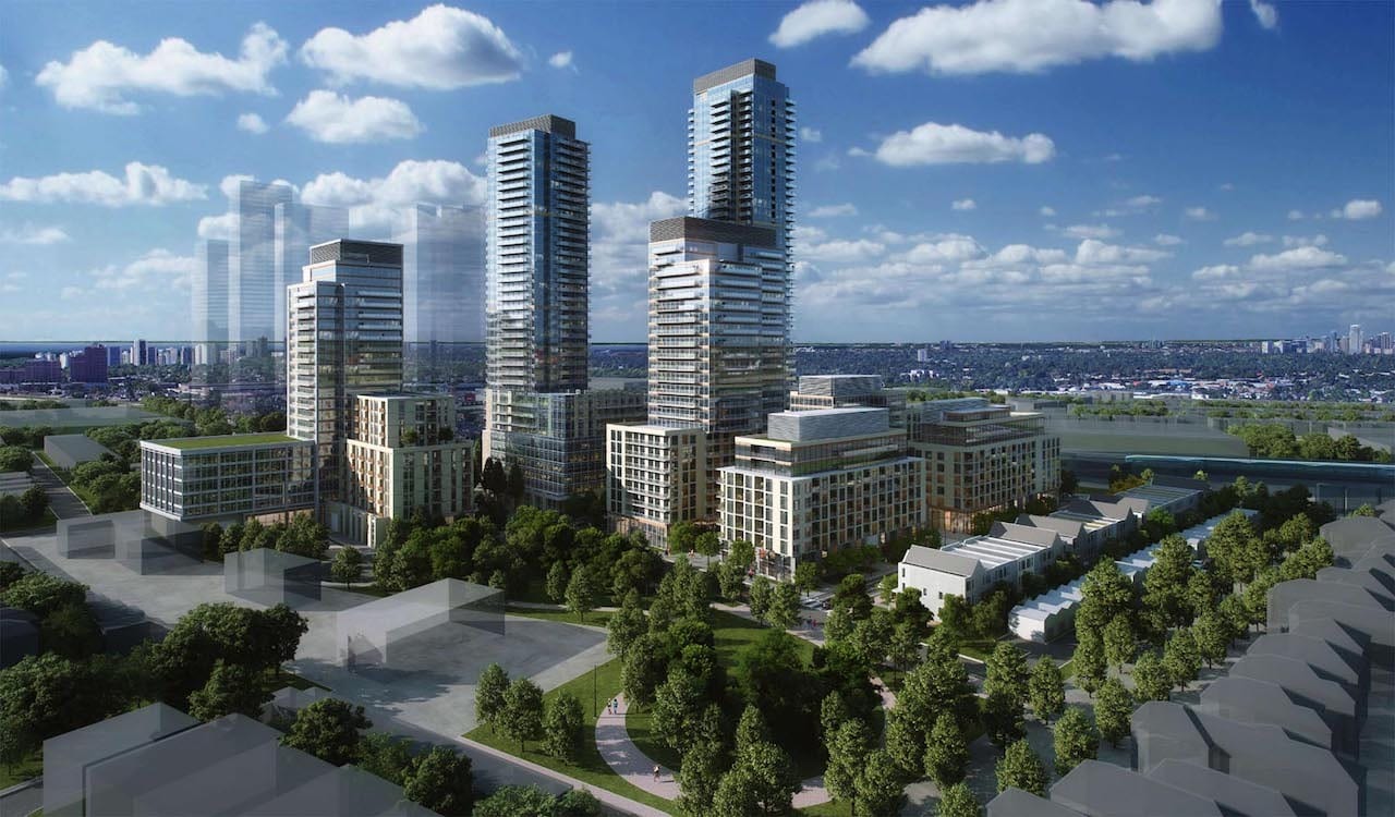 Rendering of Starklands Condos and Towns exterior community
