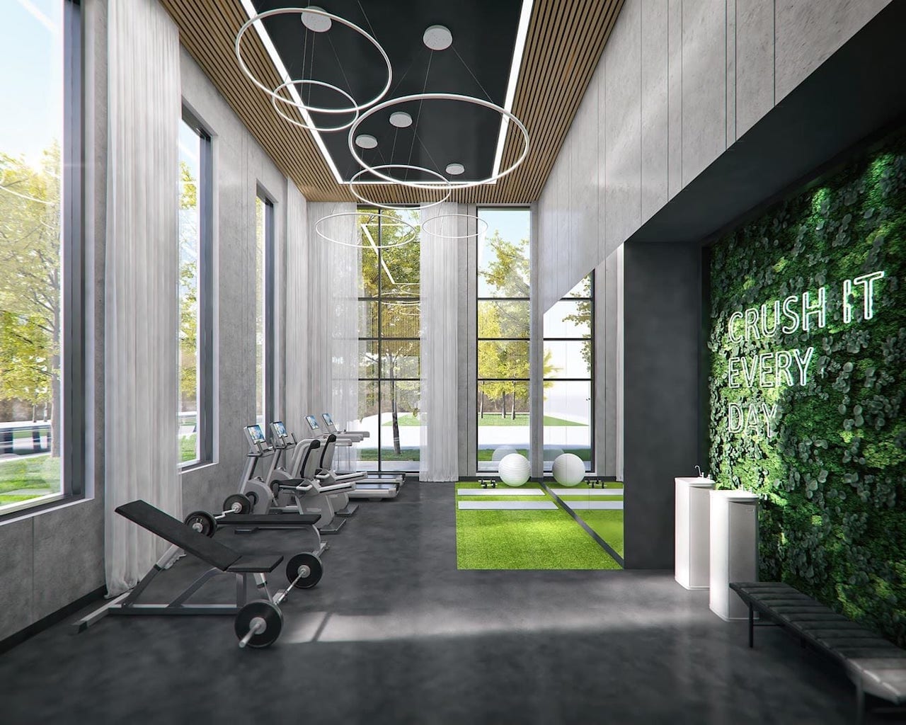 Rendering of Louie Condos fitness room
