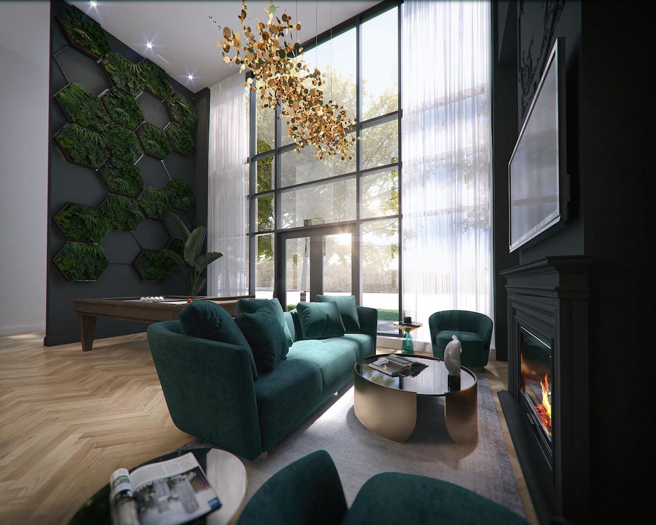 Rendering of Louie Condos lounge