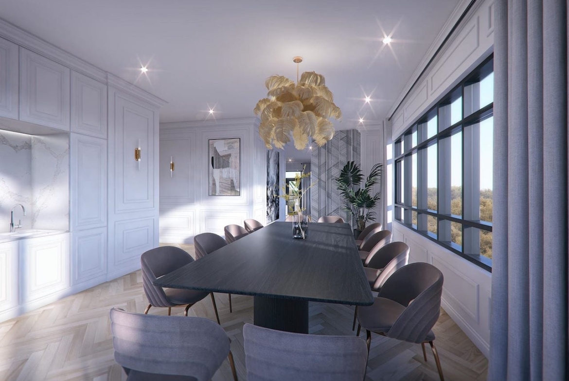 Rendering of Louie Condos party room