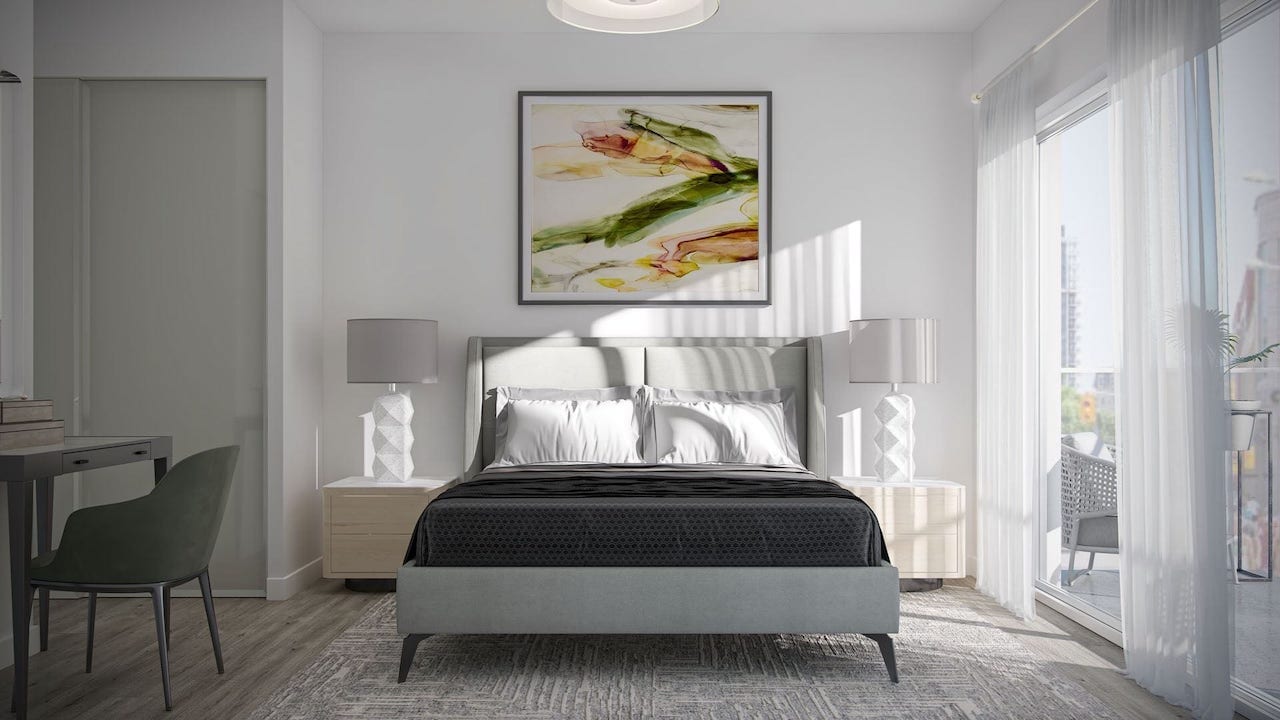 Rendering of Louie Condos suite bedroom