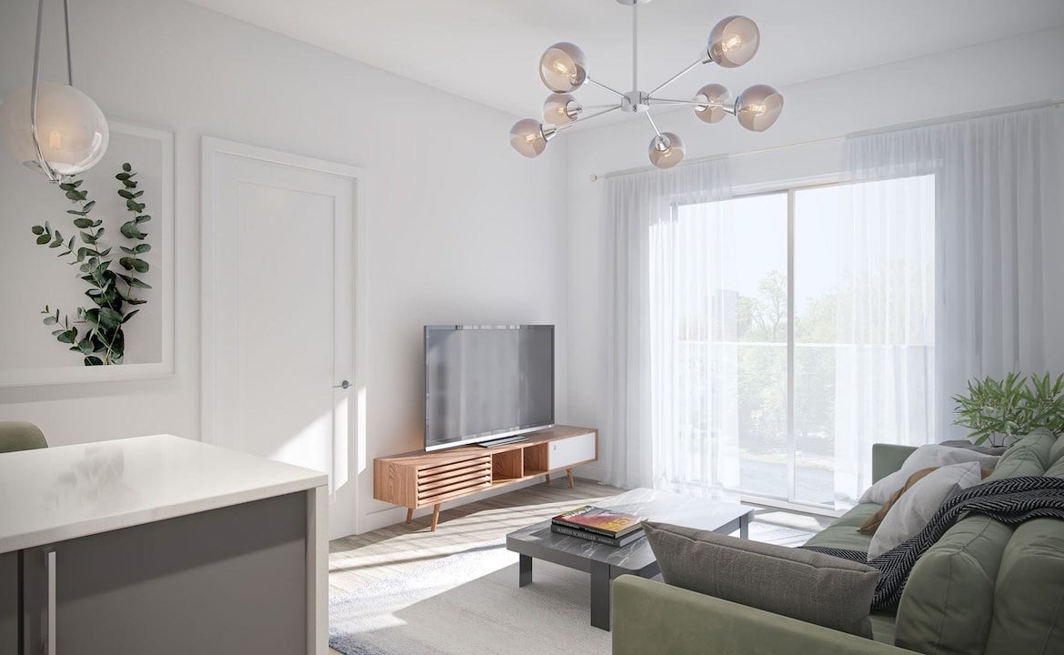 Rendering of Louie Condos suite living room