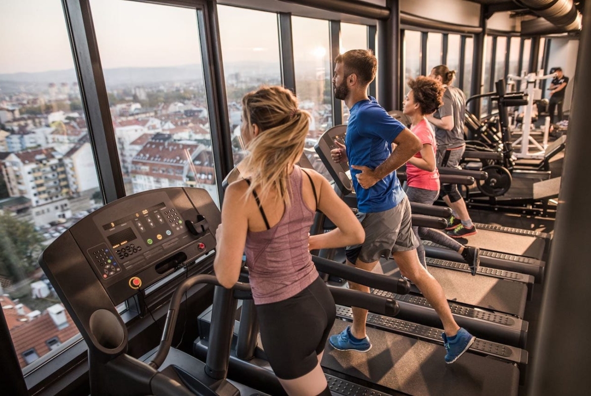 People on exercise machines