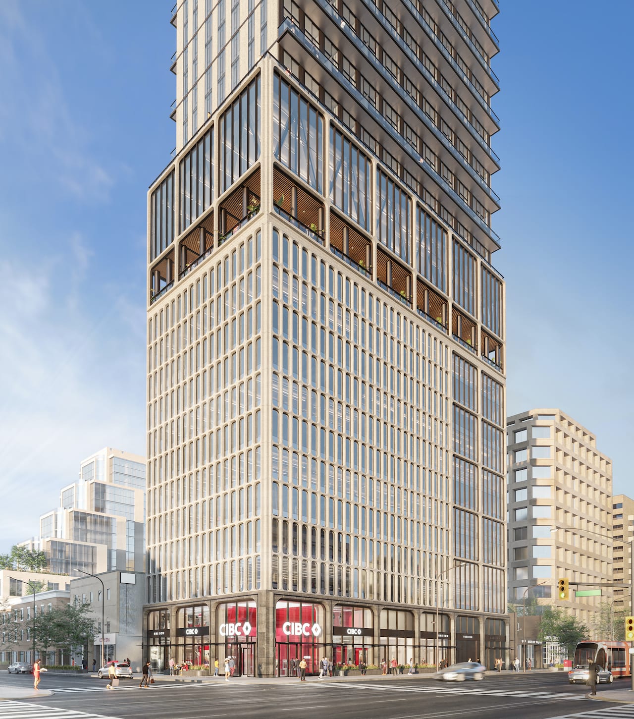 Rendering of 1 St Clair West Condos exterior side lower half view