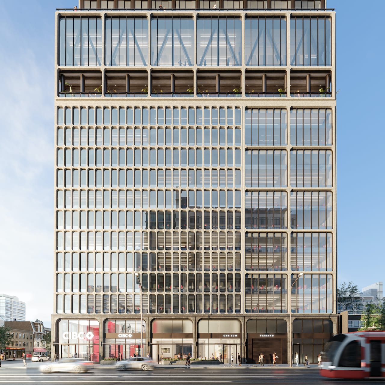 Rendering of 1 St Clair West Condos exterior lower half front view