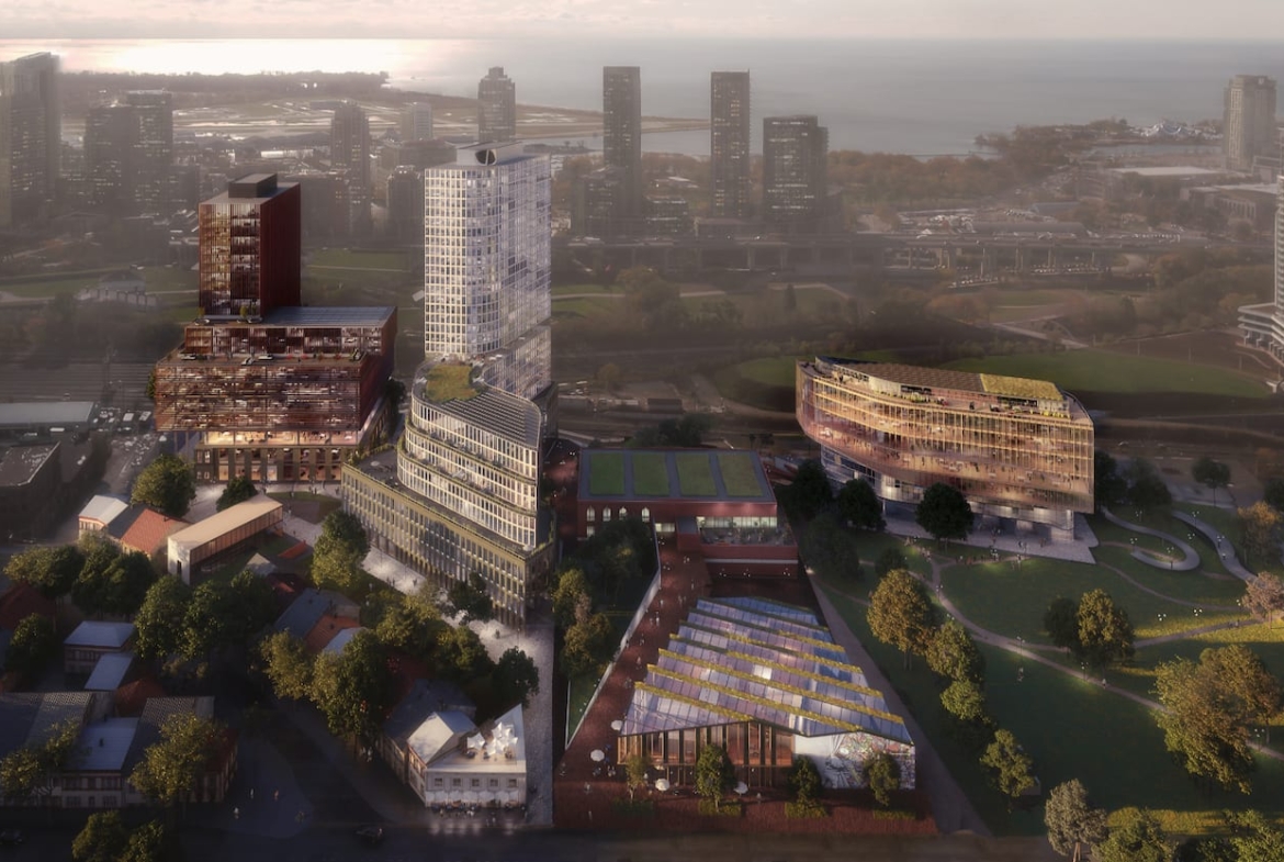 Rendering 2 Tecumseth Condos aerial dusk
