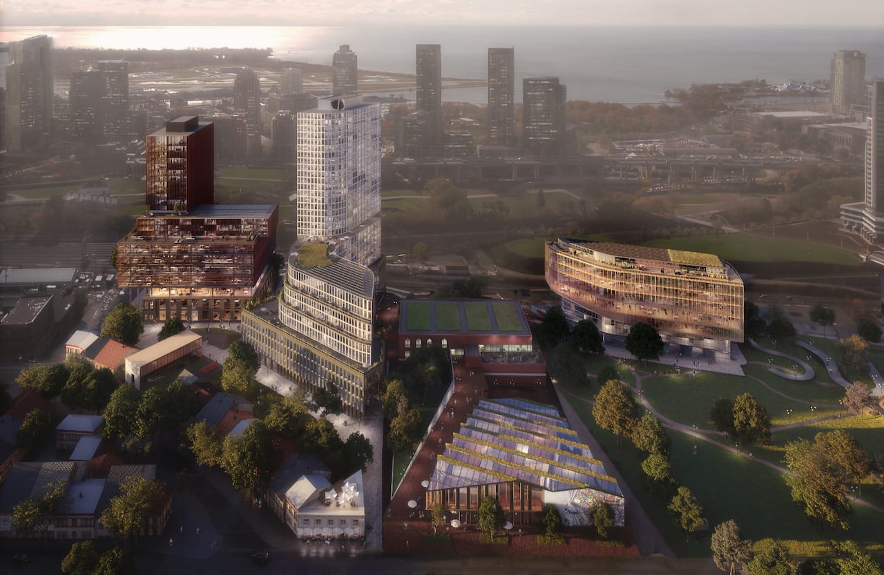 Rendering 2 Tecumseth Condos aerial dusk