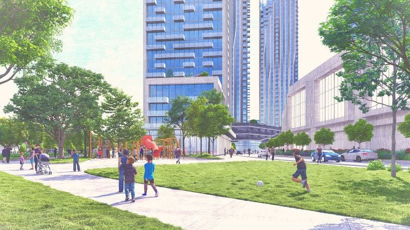 Rendering of 25 The West Mall Condos exterior park