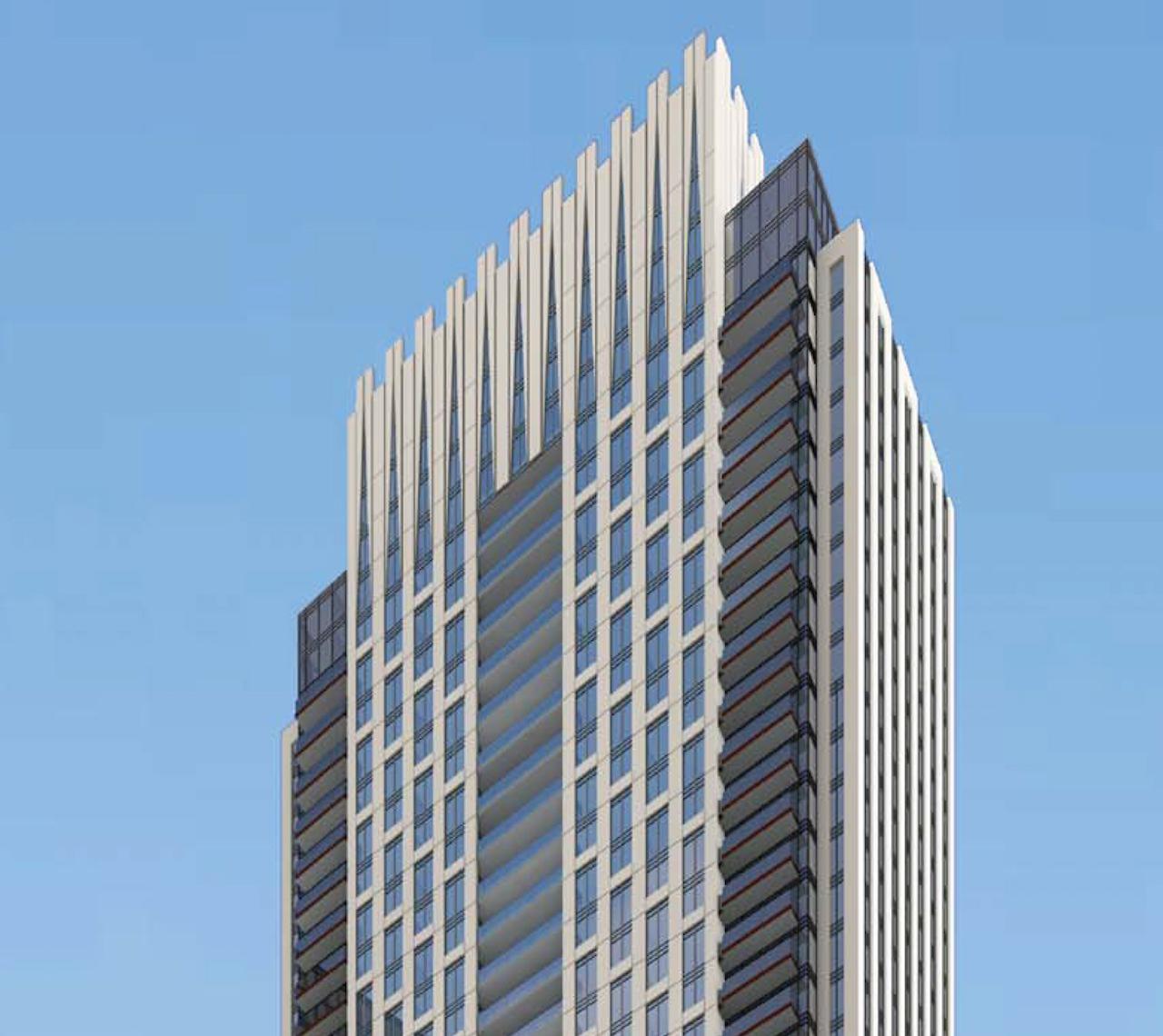 Rendering of 250 University Condos exterior upper half